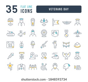 Veterans Day. Collection of perfectly thin icons for web design, app, and the most modern projects. The kit of signs for category Holidays.