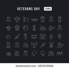Veterans Day. Collection of perfectly thin icons for web design, app, and the most modern projects. The kit of signs for category Holidays.