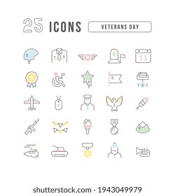 Día de los Veteranos. Colección de iconos perfectamente delgados para el diseño web, aplicación y los proyectos más modernos. El kit de carteles de la categoría Vacaciones.