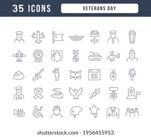 Día de los Veteranos. Colección de iconos perfectamente delgados para el diseño web, aplicación y los proyectos más modernos. El kit de carteles de la categoría Vacaciones.
