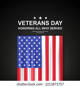 Veterans Day concept. American flag on a black background. ESP10 vector