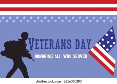 Veterans day copy space.Honoring all who served. Letter V logo with USA flag and soldiers as a symbol of veterans.flag USA design for memorial day background.11th November Happy Veterans Day.
