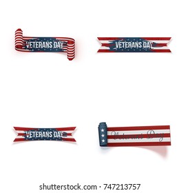 Veterans Day curved Ribbons Set