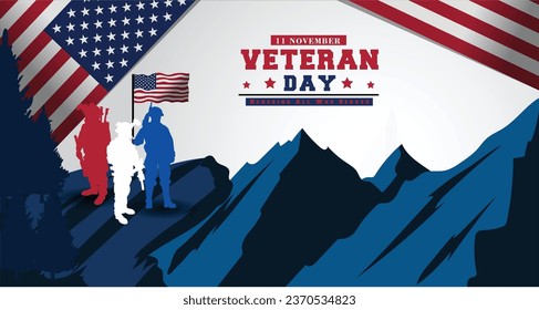 Veterans day design. Honoring all who served. Veteran's Day illustration with American flag and soldiers. 11 Th November. Memorial Day, Patriot Vector.  illustration vector background 