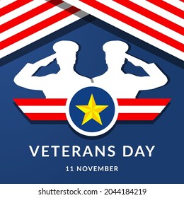 veterans day design with two soldier saluting. 11 november