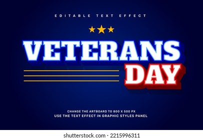 Veterans Day editable text effect template