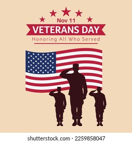 Veterans day editable vector illustration, 11th November, flag, America, USA, parade.