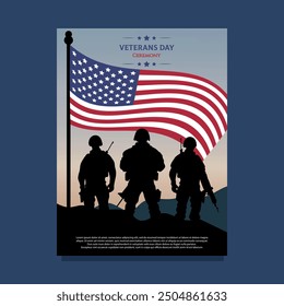 Veterans day flag card flyer military veterans memorial day holiday celebration