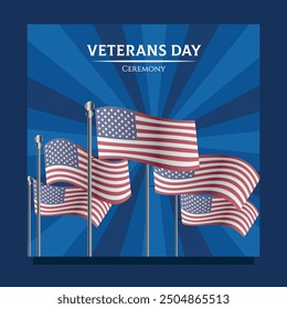 Veterans day flag card flyer military veterans memorial day holiday celebration