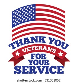 Veterans Day flag thanks design EPS 10 vector royalty free stock illustration for greeting card, ad, promotion, poster, flier, blog, article, social media, marketing