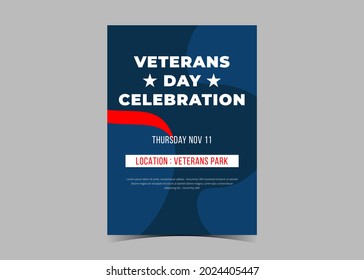 Veterans day flyer design.  American veterans day celebration flyer template design