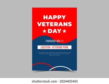 Veterans day flyer design.  American veterans day celebration flyer template design