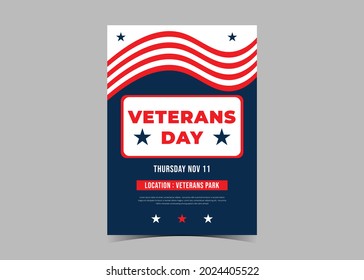 Veterans day flyer design.  American veterans day celebration flyer template design