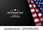 Veterans Day greeting card with USA flag illustration. Veterans Day Celebration Template Design.