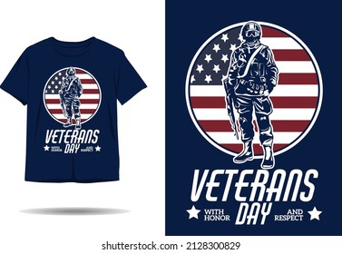 Veterans day with honor and respect silhouette t shirt design