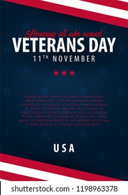 Veterans day. Honoring all who served. November 11