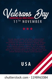 Veterans day. Honoring all who served. November 11