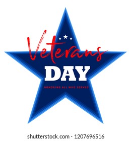 Veterans day. Honoring all who served. November 11 holiday backg