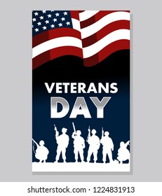 Veterans day. Honoring all who served. November 11. Vector