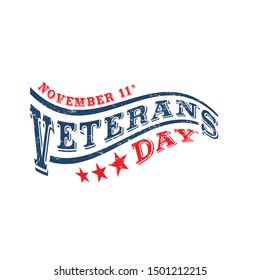 Veterans day, Honoring all who served. Hand lettering greeting card with textured handcrafted letters and background in retro style. Hand-drawn vintage typography illustration