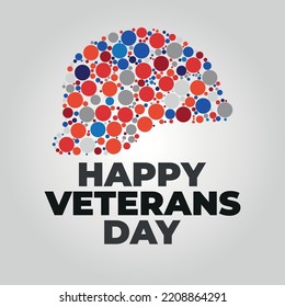 Veterans day, Honoring all who served. Soldier helmet shaped with circles and text - veterans day, November 11, united states