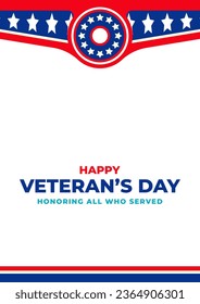 Veterans Day, honoring all who served.Frame and star ornament designs for advertisements, posters, banners, backgrounds.