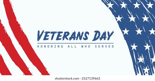 Veterans Day Honoring all who served Background Design. Banner, Poster, Greeting Card. Vector Illustration