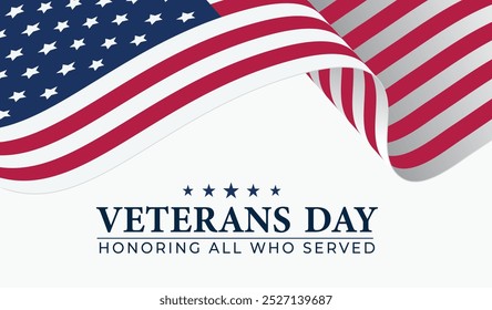 Veterans Day Honoring all who served Background Design. Banner, Poster, Greeting Card. Vector Illustration