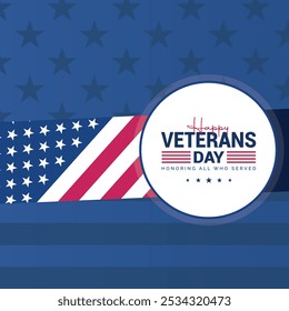 Veterans Day Honoring all who served Background Design. Greeting Card, Banner, Poster. Vector Illustration