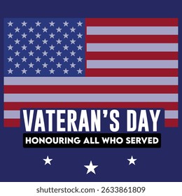 Veterans Day Honoring All Who Served Vector – Dark Blue Background Patriotic Design