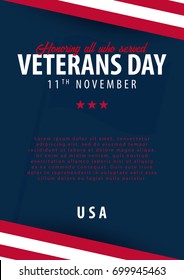 Veterans day. Honoring all who served. November 11