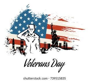 Veterans day, honoring all who served. isolated background. poster. vector illustration