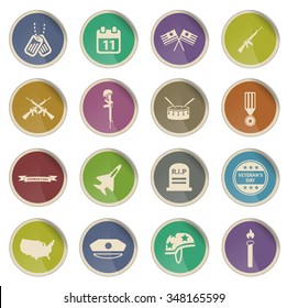 Veterans day label icons for web
