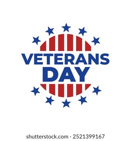 Veterans Day Logo Badge Vector Template Isolated on White Background.