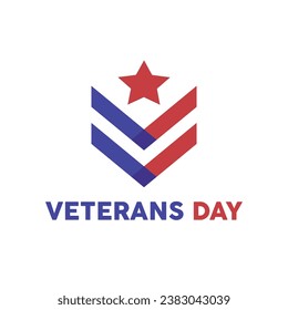 Veterans Day logo forms  letter V with solid blue and red color ; Creative design logo ; International Day in 11 November