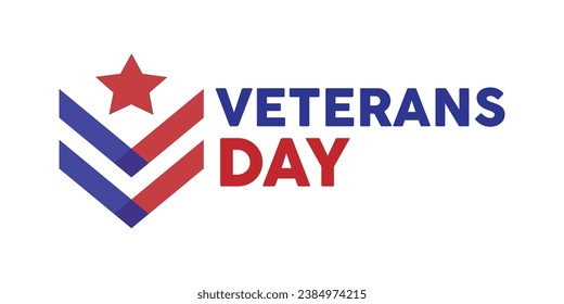 Veterans Day logo forms  letter V with solid blue and red color ; Creative design logo ; International Day in 11 November