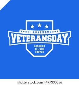 veterans day logo isolated vector illustration emblem for t-shirt on blue background