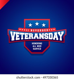 veterans day logo isolated vector illustration emblem for t-shirt on blue gradient background