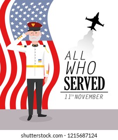 veterans day to military celebration with flag and airplane