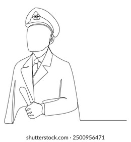  Anuncio de Vector minimalista del día de los veteranos, cartel, fondo con el contorno del soldado americano. Un dibujo de línea continua con letras feliz día de los veteranos