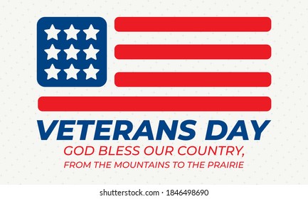 Veterans Day is a National Holiday celebrated each year on November 11th. Background, poster, greeting card, banner design. Vector EPS 10