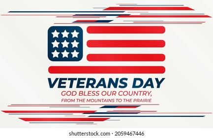 Veterans Day is a National Holiday celebrated each year on November 11th. Background, poster, greeting card, banner design. Vector EPS 10
