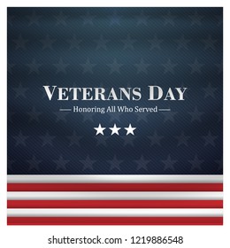 veterans day, November 11, honoring all who served, posters, modern brush design vector illustration