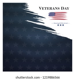 veterans day, November 11, honoring all who served, posters, modern brush design vector illustration