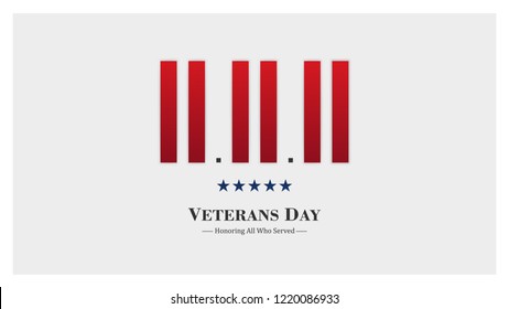 veterans day, November 11, honoring all who served, posters, modern brush design vector illustration