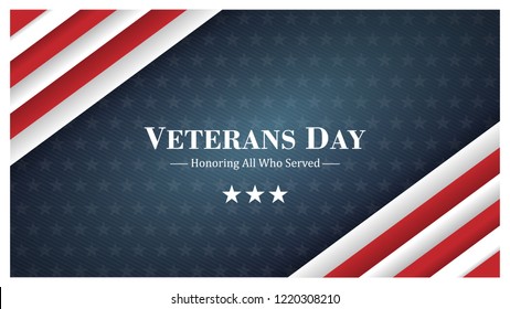 veterans day, November 11, honoring all who served, posters, modern design vector illustration