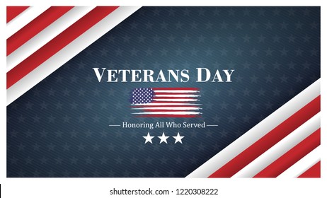 veterans day, November 11, honoring all who served, posters, modern design vector illustration