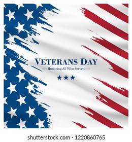 veterans day, November 11, honoring all who served, posters, modern design vector illustration