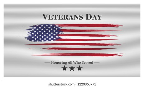 veterans day, November 11, honoring all who served, posters, modern design vector illustration