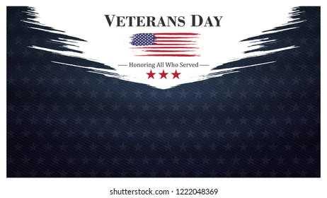 veterans day, November 11, honoring all who served, posters, modern design vector illustration